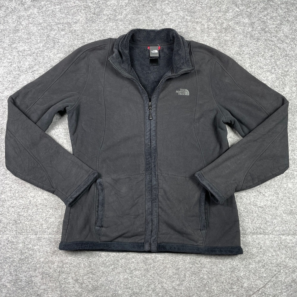 The North Face Fleece Jacket Womens L Black Full Zip Osito Lined Mock Neck 13978